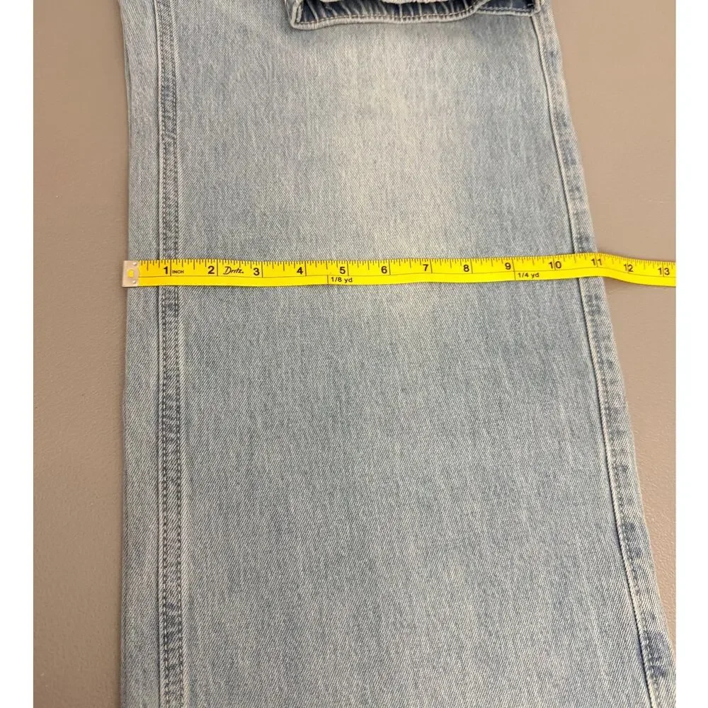 Hollister Low Rise Baggy Jeans M Short Light Wash Wide Leg Raw Hem